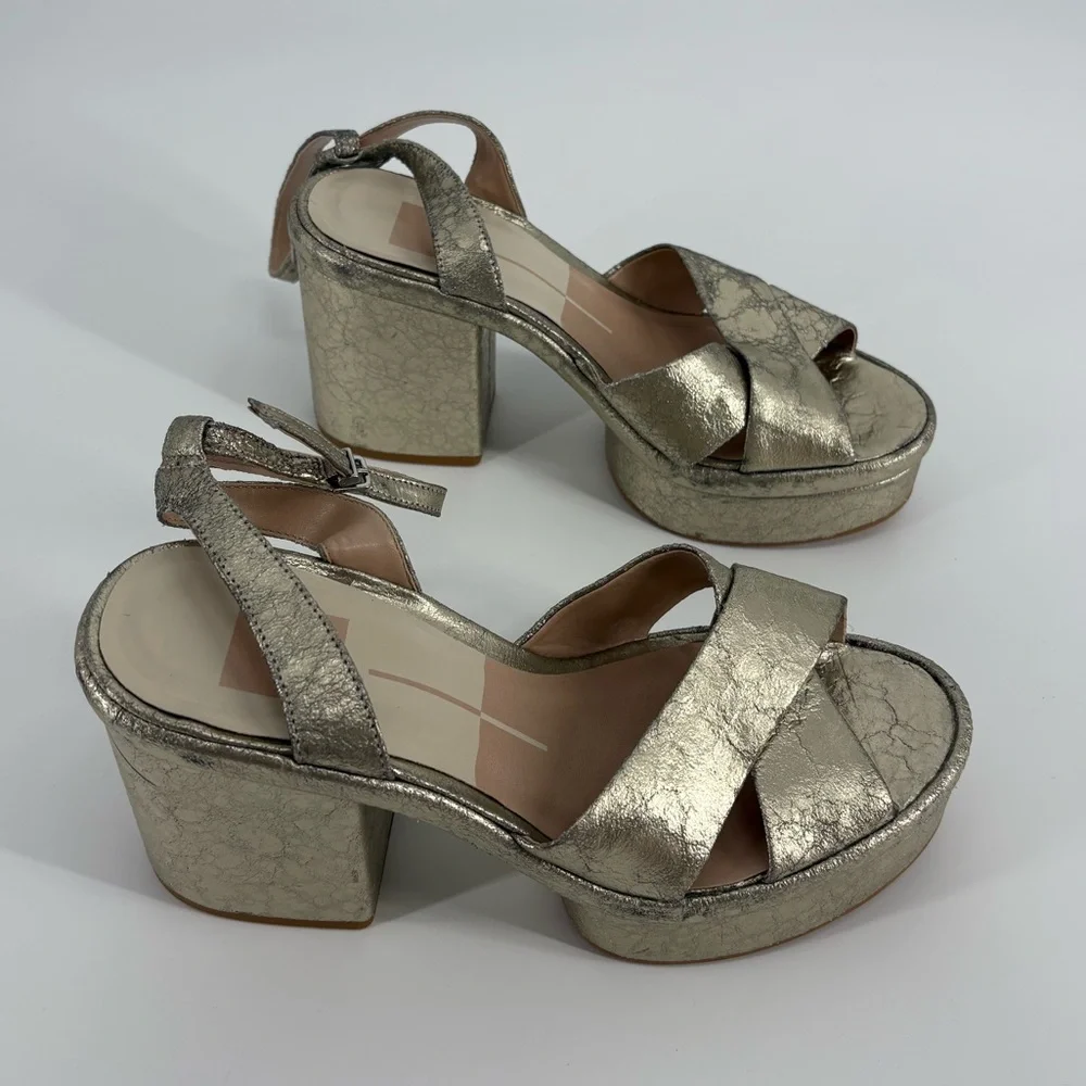 Dolce Vita Laisha Platform Heeled Sandal in Platinum Metallic
